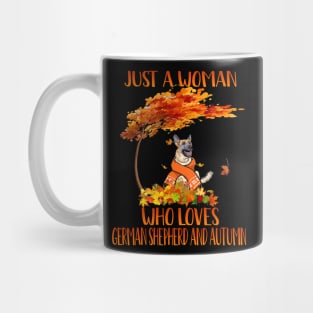 Just A Woman Who Loves German Shepherd And Autumn Mug